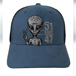 Easter Island Area 51 Blue Alien Peace Out Hat